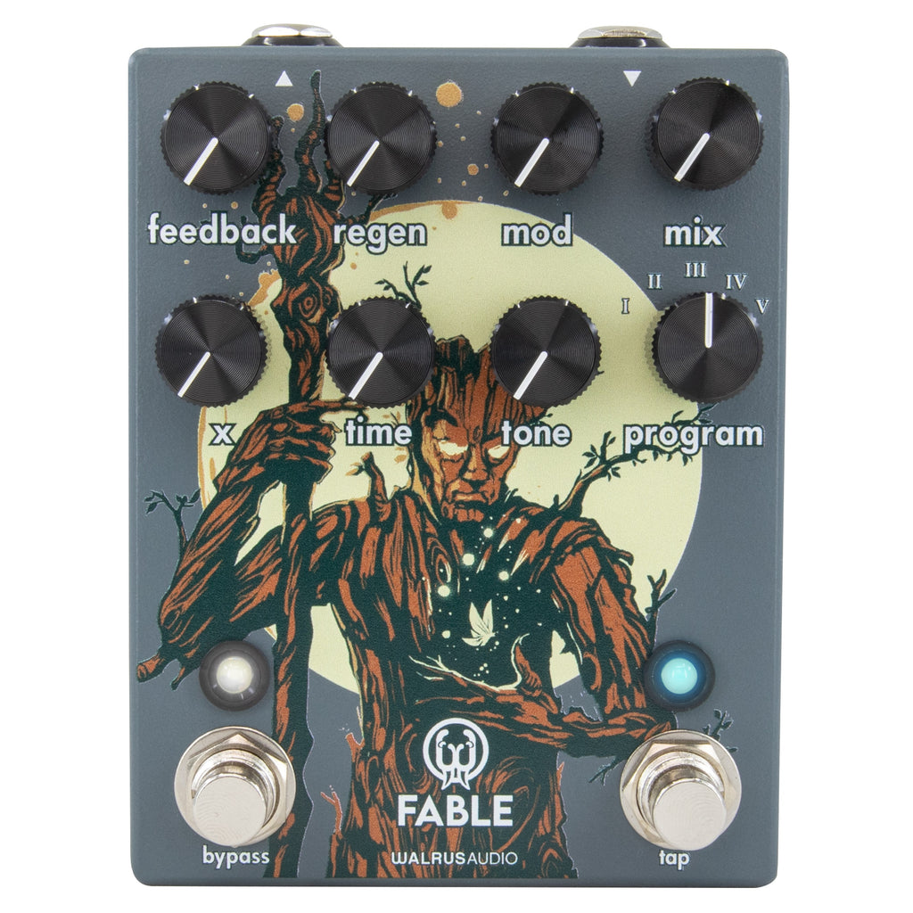 Walrus Audio Fable Granular pedal — gray enclosure, angled view