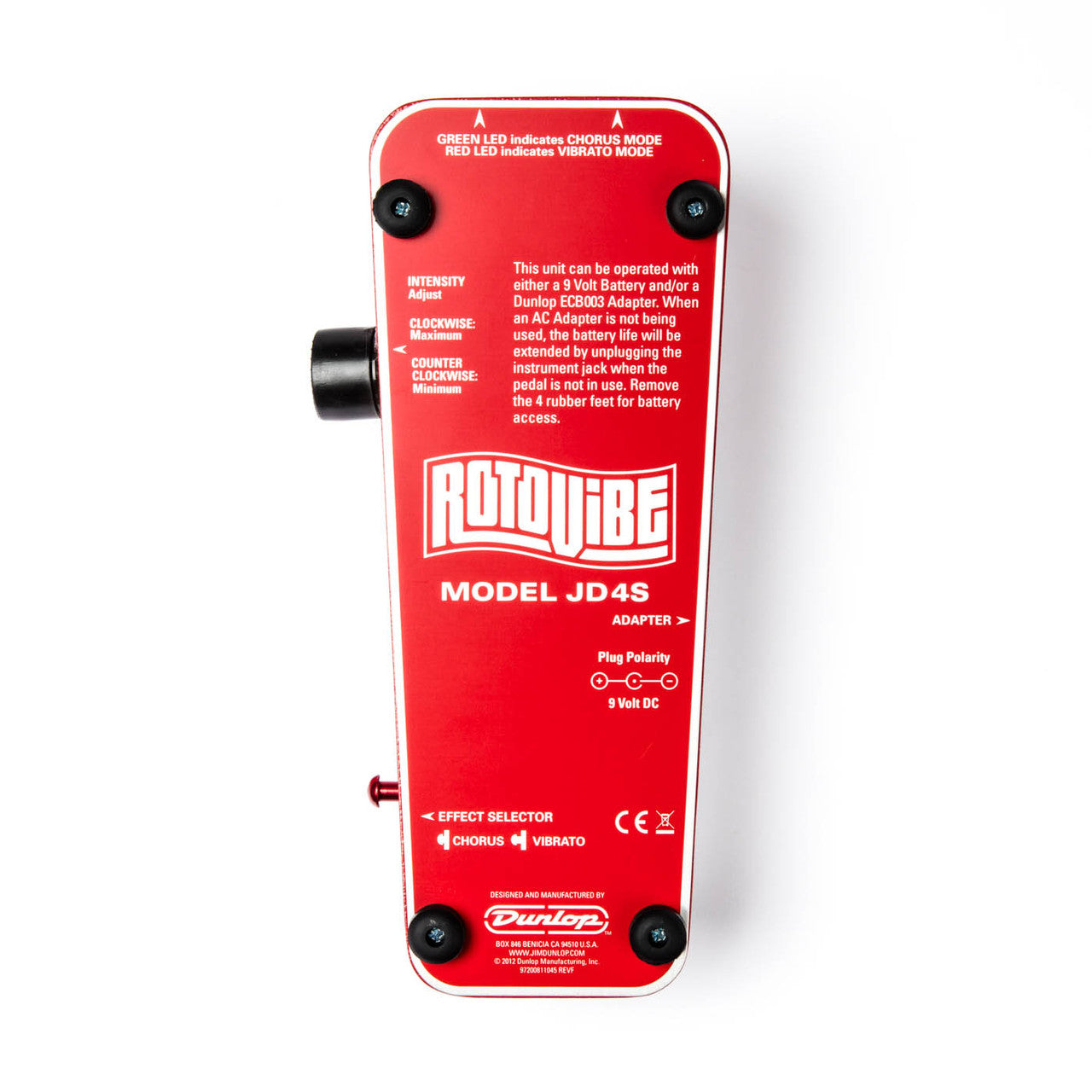 Dunlop JD4S Rotovibe chorus vibrato pedal — mode switch detail