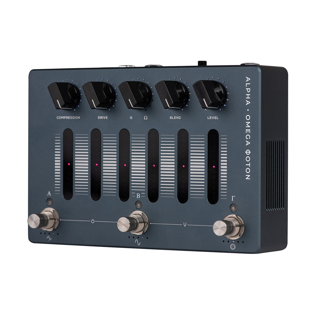 Used Darkglass Alpha Omega Photon bass pedal - close-up of footswitches