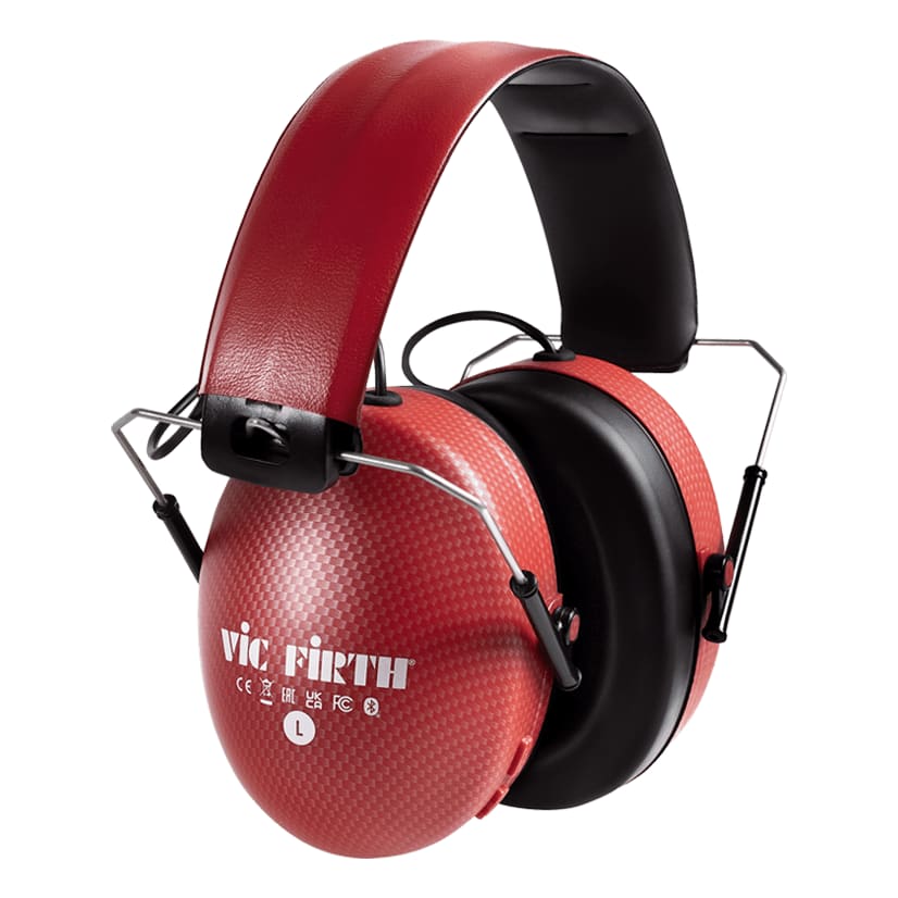 Vic Firth Bluetooth Isolation Headphones — red detail view