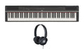 Yamaha P-125b digital piano — black, with HPH-100B headphones
