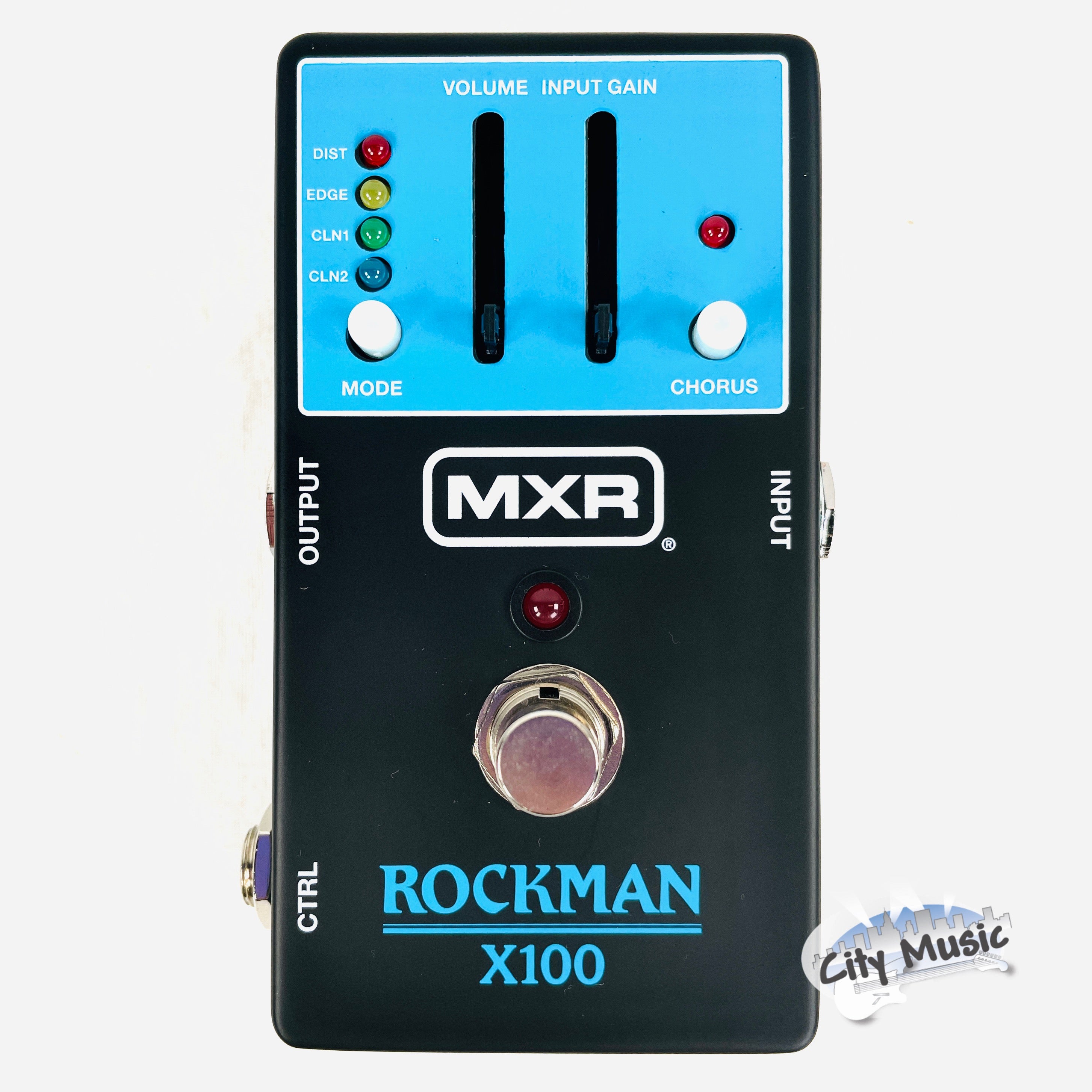 Used MXR MX100 Rockman X100 tone processor pedal — black enclosure, top view