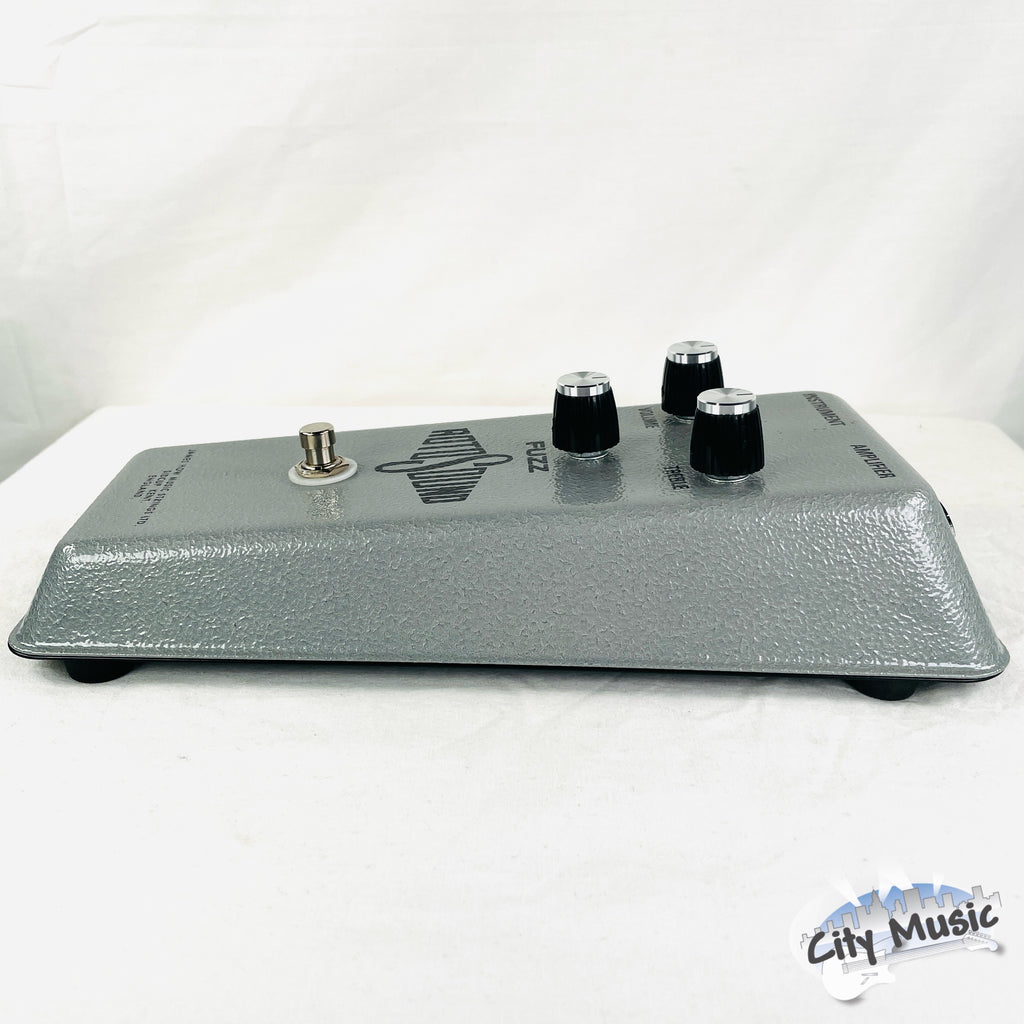 Rotosound RFB1 1967 reissue fuzz pedal — rear label detail