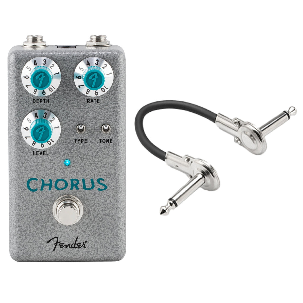 Fender Hammertone Chorus pedal — silver enclosure, alternate angle