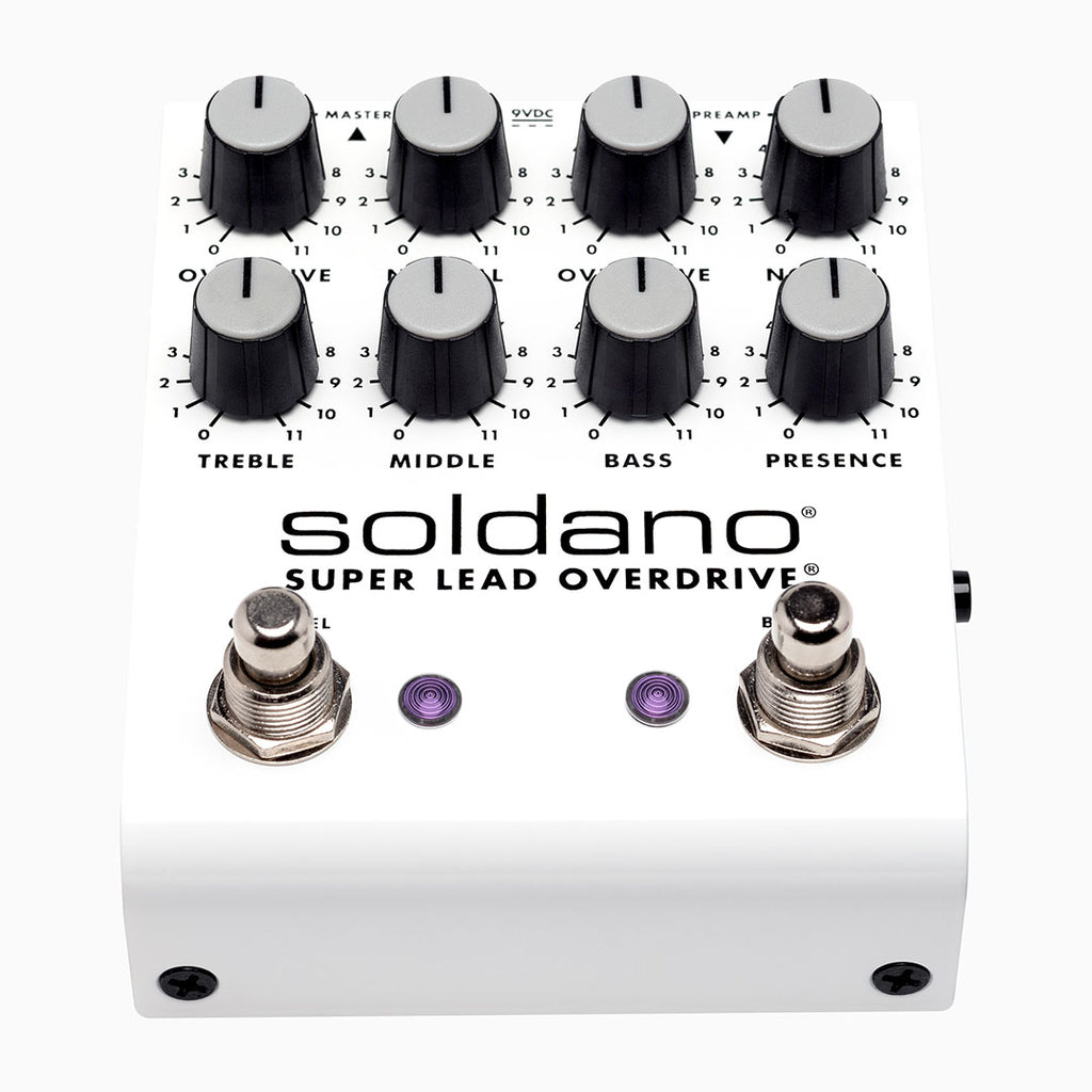 Soldano SLO PLUS overdrive pedal — angled side view