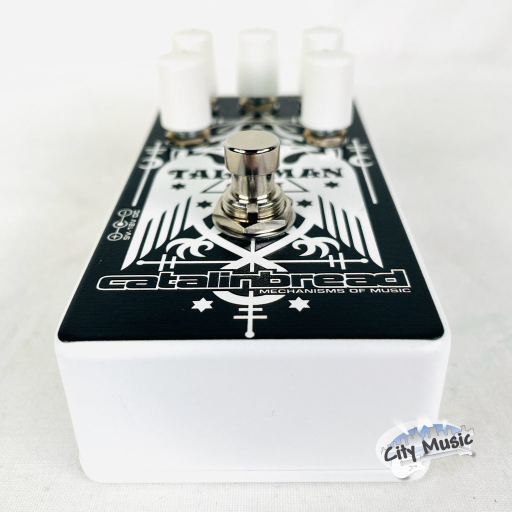 Used Catalinbread Talisman Ghost plate reverb pedal — rear view with power input