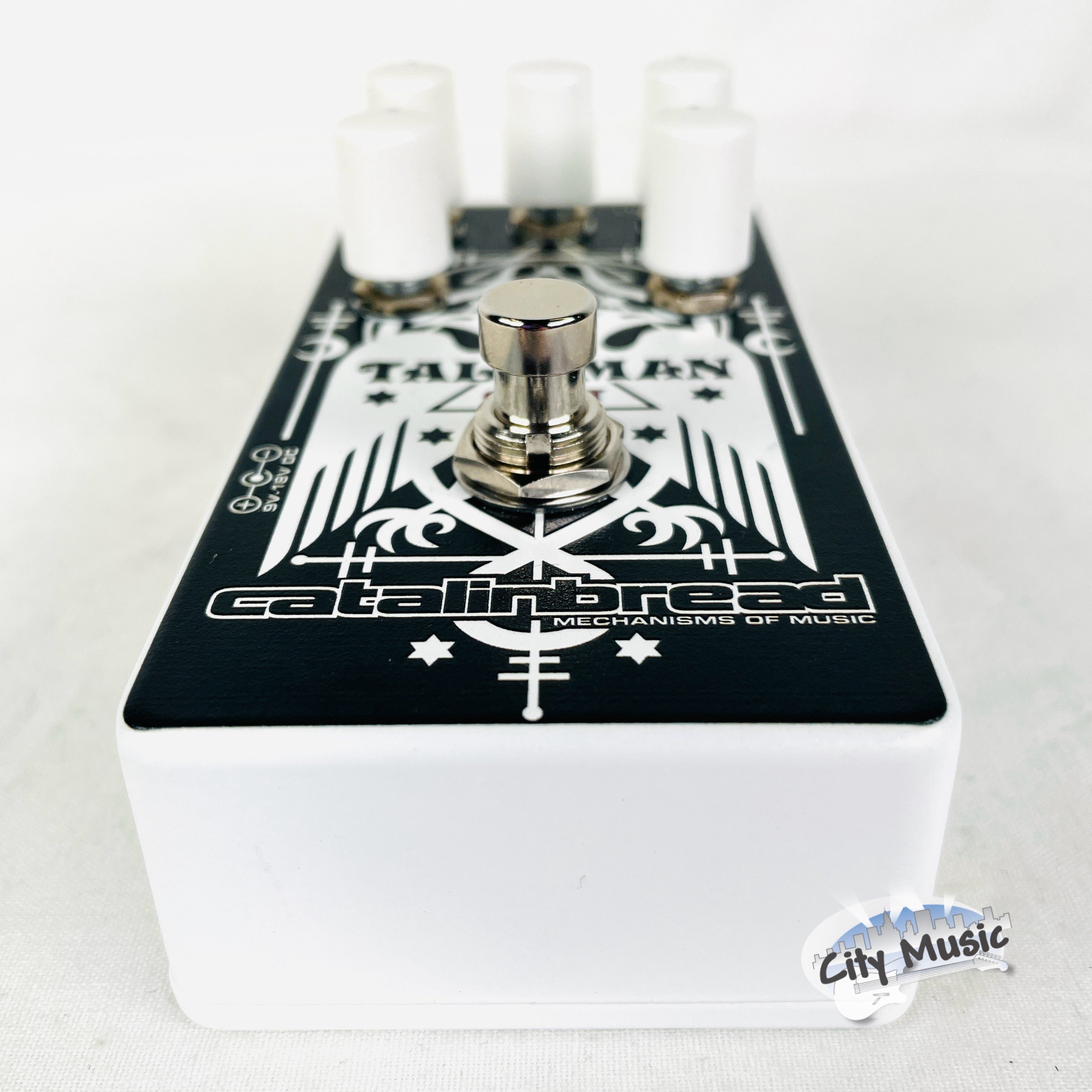 Used Catalinbread Talisman Ghost plate reverb pedal — rear view with power input