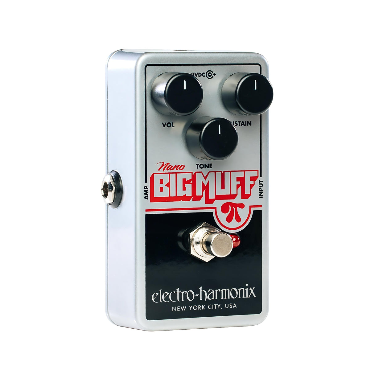 Electro-Harmonix Nano Big Muff Pi, silver, angled left view