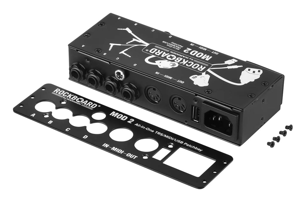 New RockBoard MOD 2 V2 All-in-One TRS, MIDI, IEC, DC & USB Patchbay for Pedal Boards