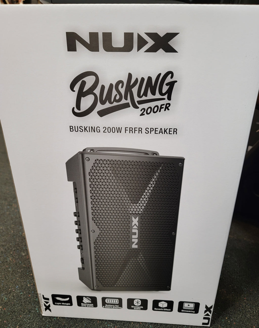 NUX Busking 200FR portable PA speaker — angled view