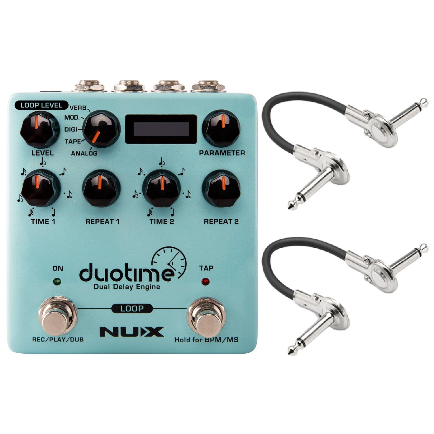 NUX NDD-6 Duotime dual delay pedal — top control panel