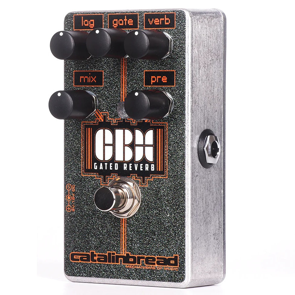 Catalinbread CBX Gated Reverb pedal — angled view