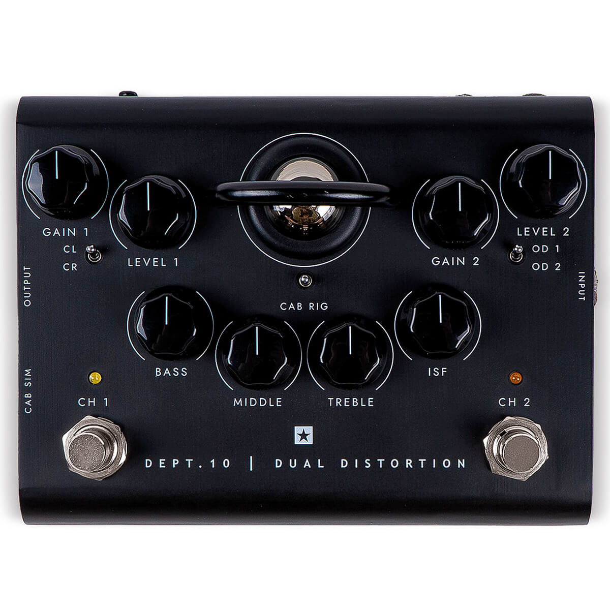 Blackstar Dept. 10 Dual Distortion pedal in black, top view