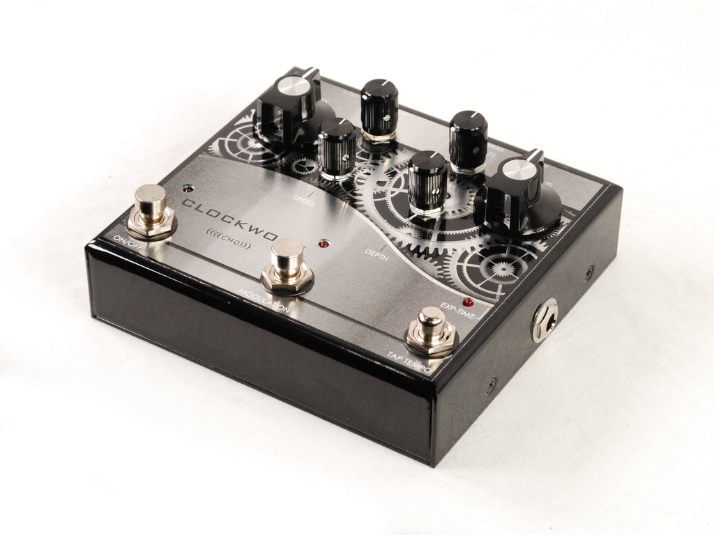 J. Rockett Clockwork Echo delay pedal — rear panel detail
