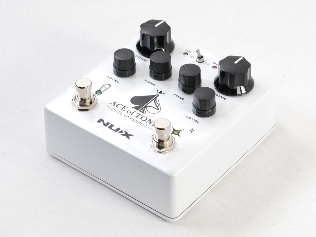 Used NUX NDO-5 Ace of Tone dual overdrive pedal — footswitches detail
