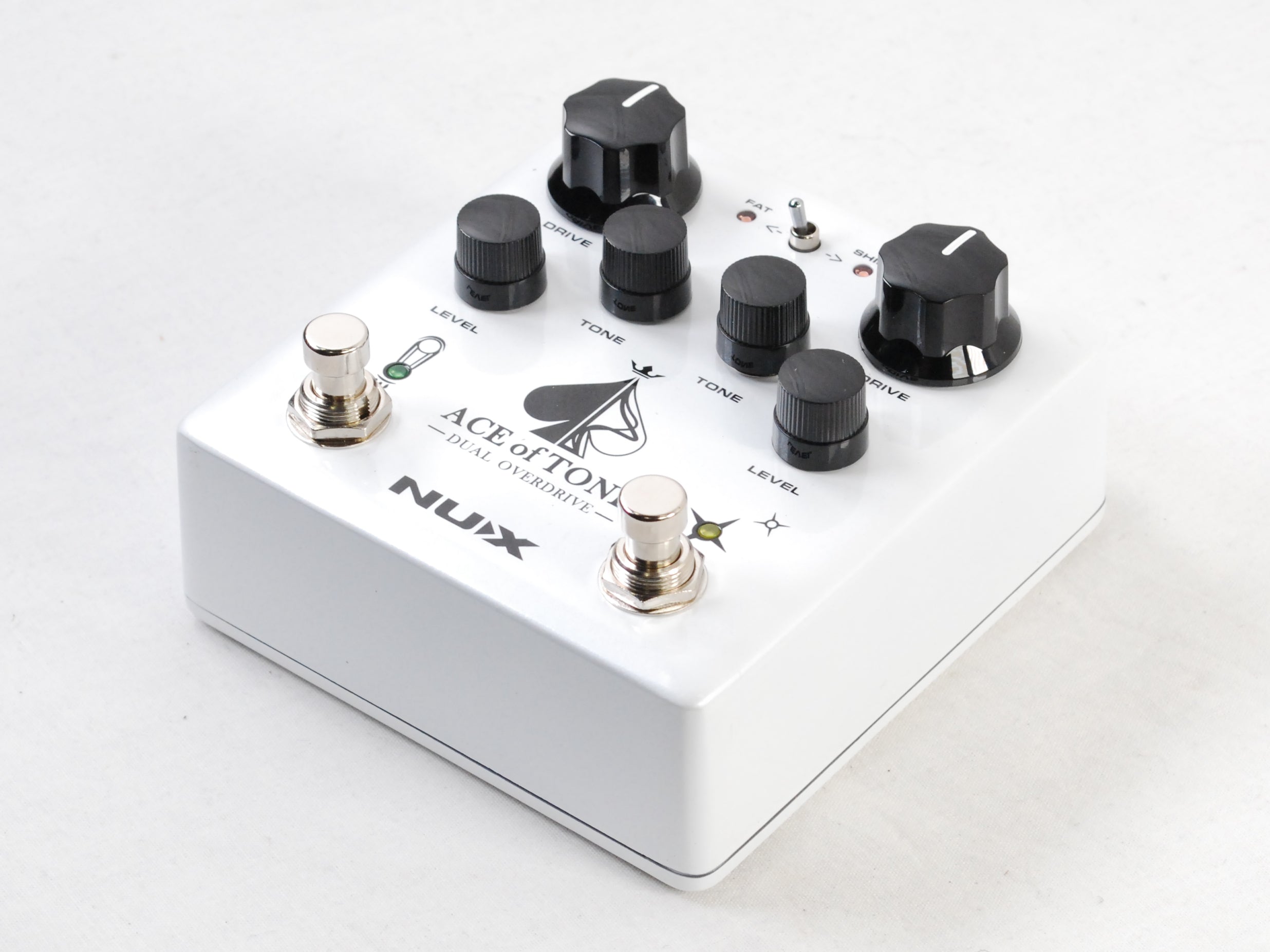 Used NUX NDO-5 Ace of Tone dual overdrive pedal — footswitches detail