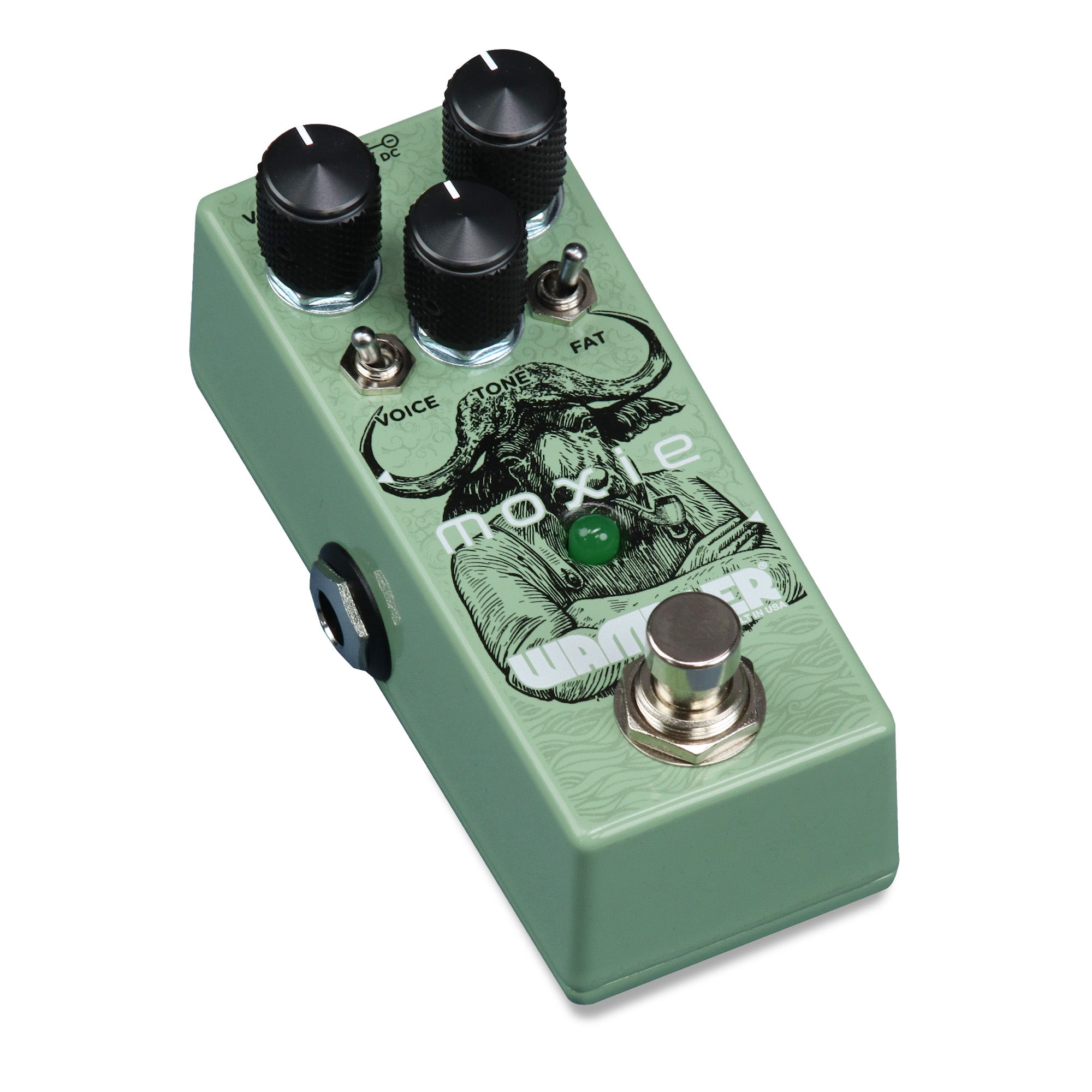 Wampler Moxie overdrive pedal side view input output jacks
