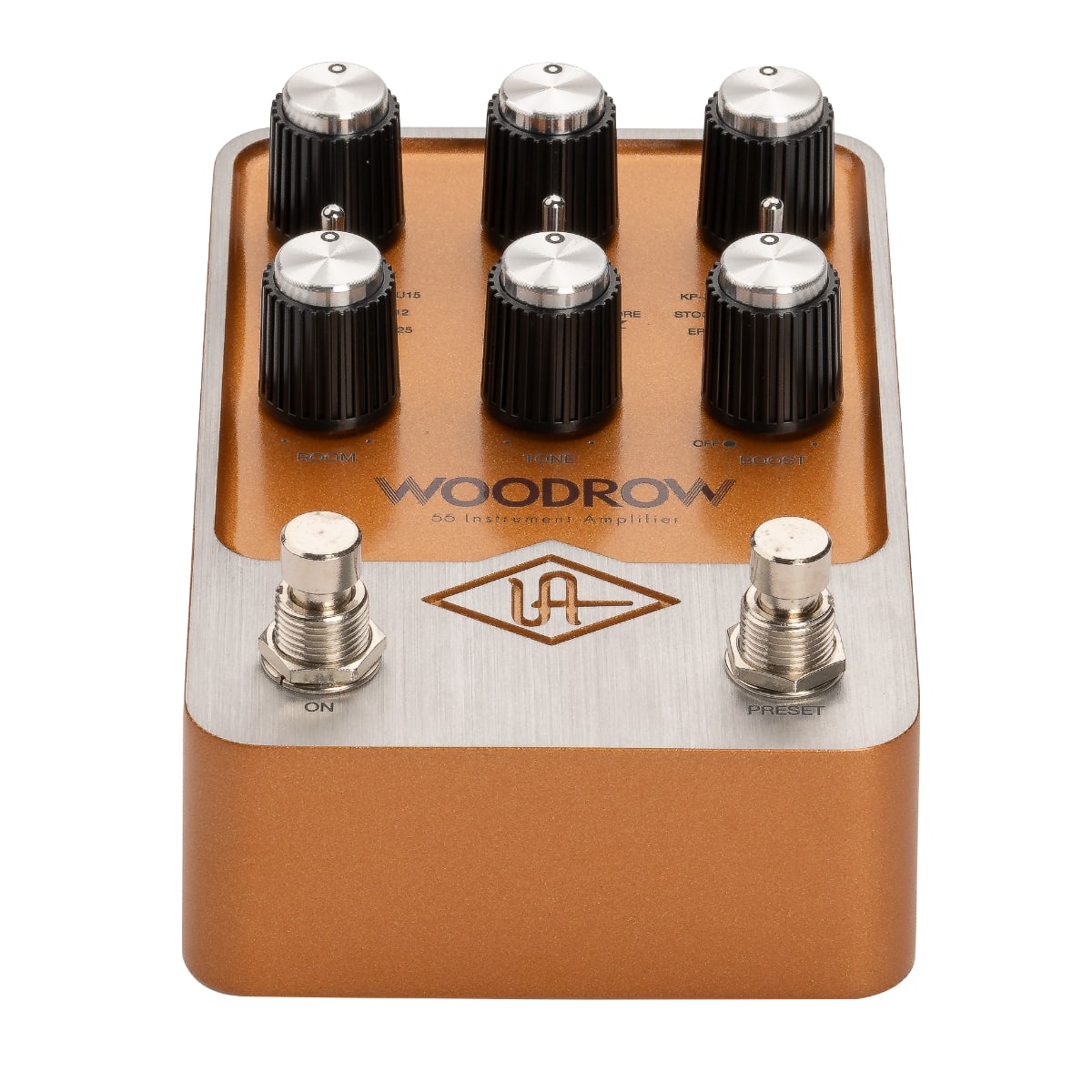 Universal Audio Woodrow 55 amp sim pedal — angled view of knobs