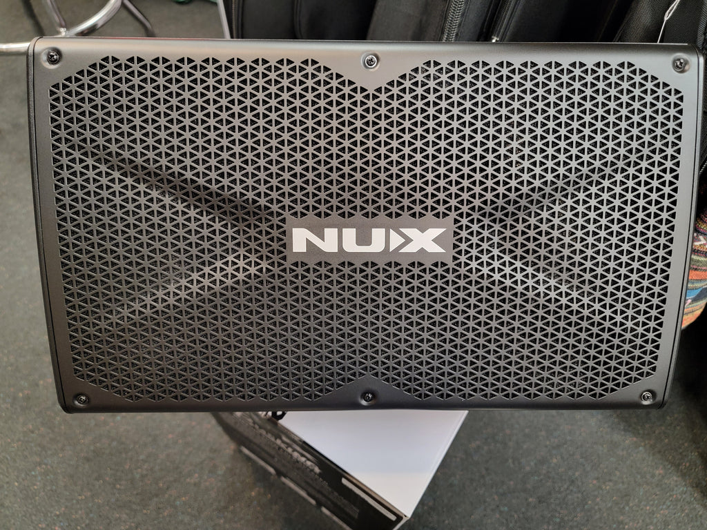NUX Busking 200FR portable PA speaker — front grille, black enclosure