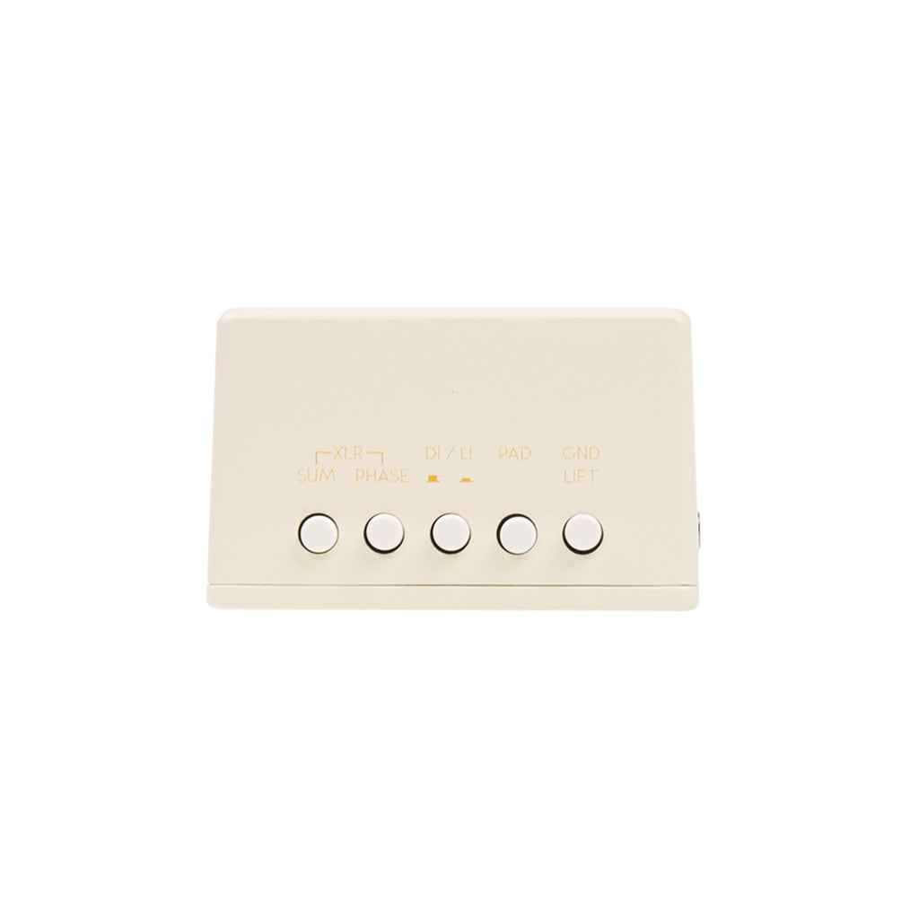 Walrus Audio Canvas Stereo DI box — white, full view with packaging