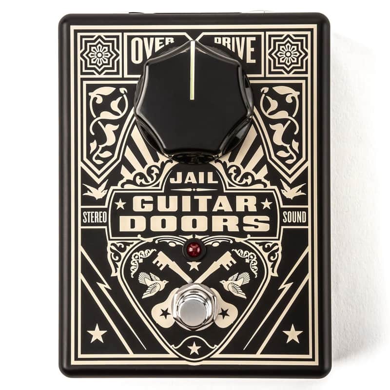 Used MXR JGD2 Jail Guitar Doors overdrive pedal — front view of black-and-cream enclosure