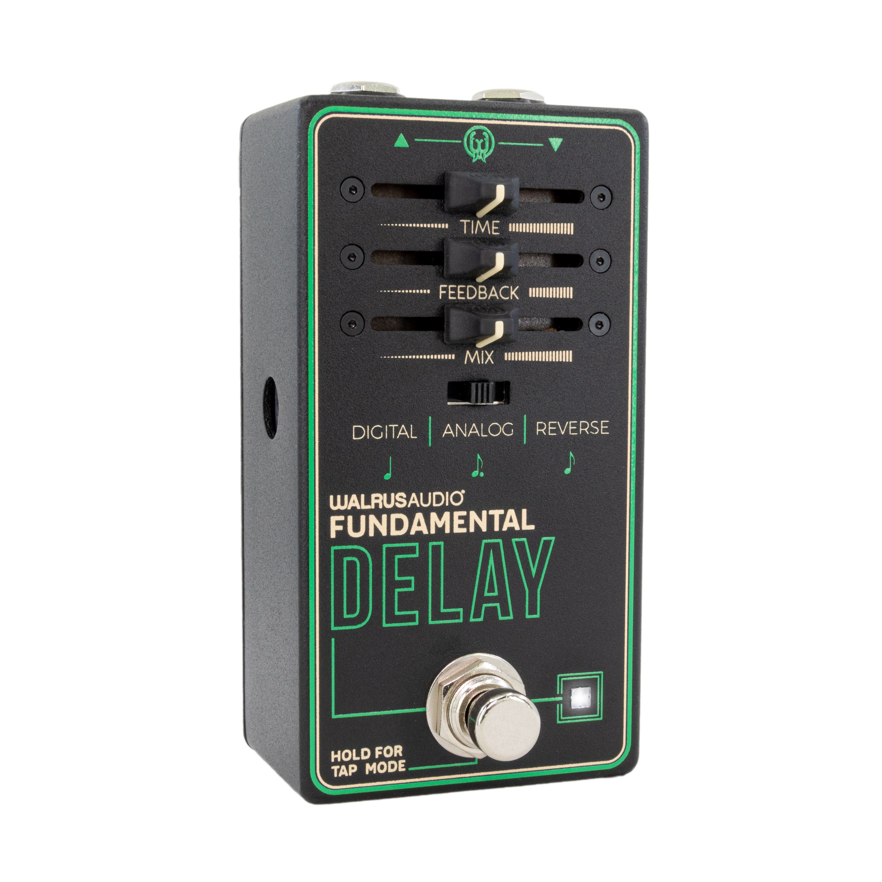 Walrus Audio Fundamental Delay pedal — footswitch and jacks view