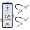 Xotic EP Booster Limited Edition Blue boost pedal — blue and silver enclosure with Hosa patch cables