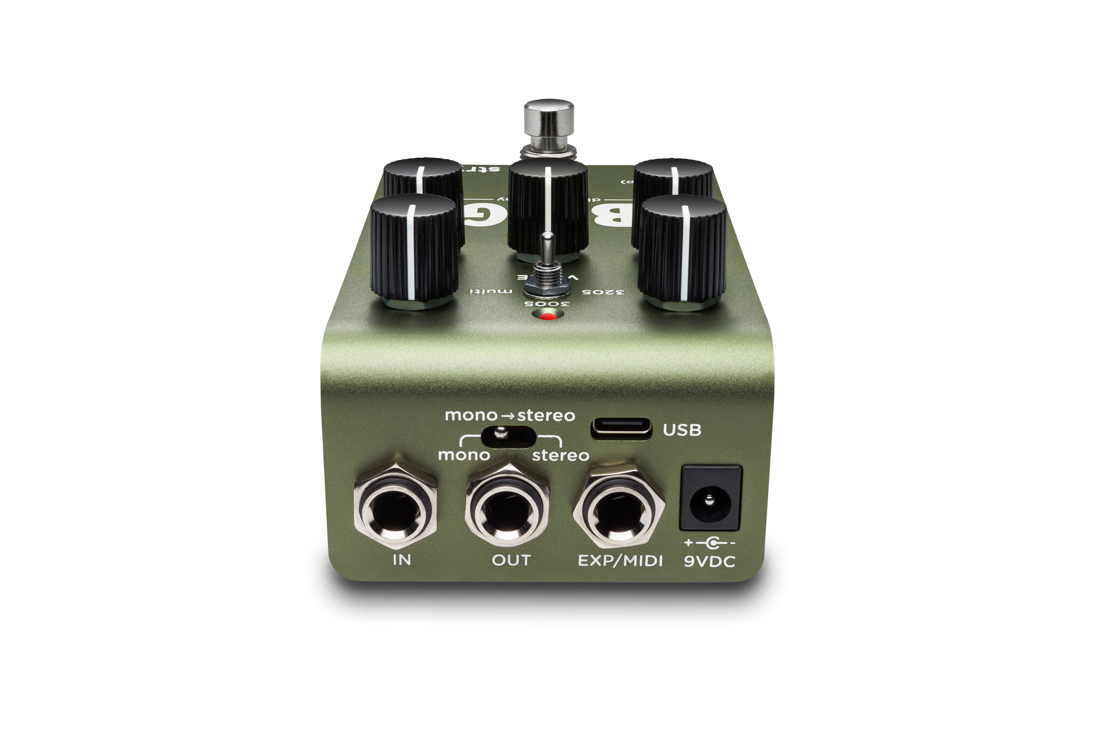 Strymon Brig analog delay pedal — side jacks detail