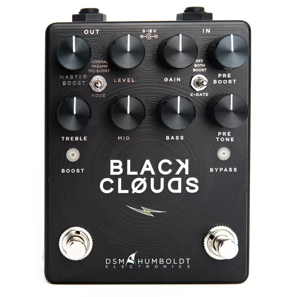 DSM & Humboldt Black Clouds distortion pedal — angled view