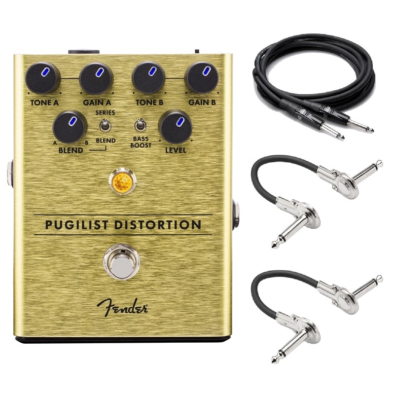 Fender Pugilist Distortion pedal — gold enclosure front