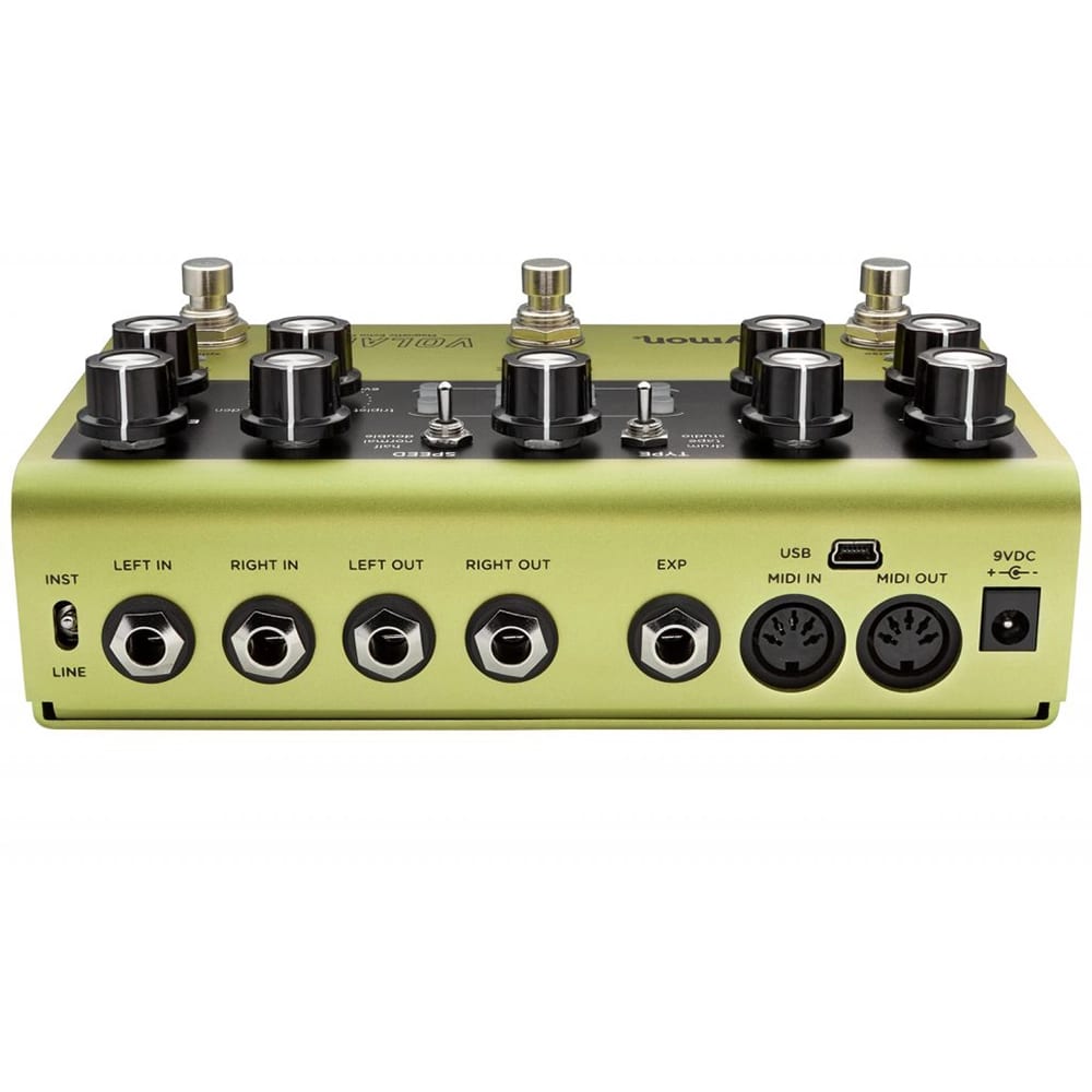 Strymon Volante delay pedal — rear MIDI and audio jacks