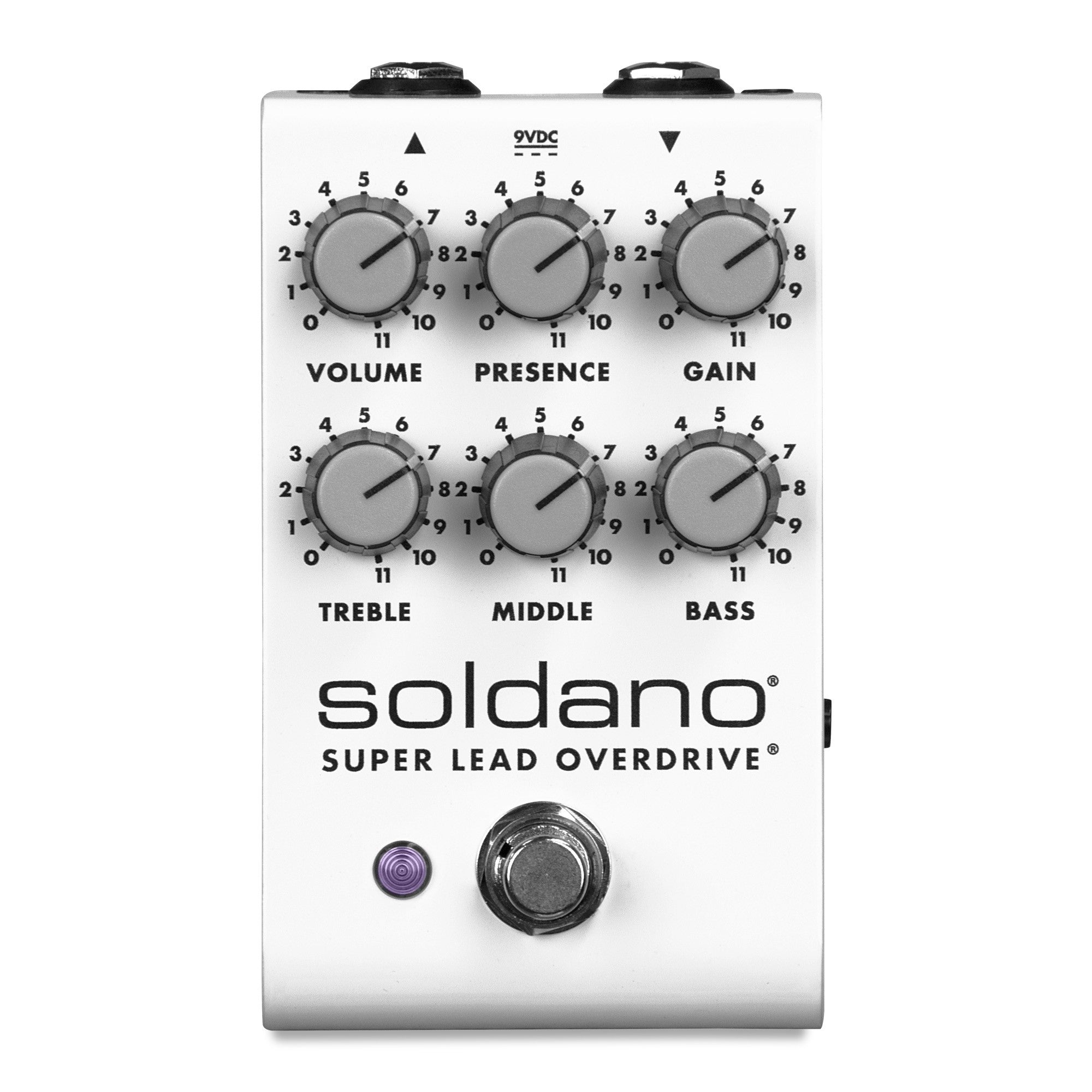 Soldano SLO Super Lead Overdrive pedal — white enclosure top view