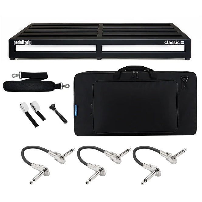 Pedaltrain Classic PRO pedalboard in black with soft case and patch cables