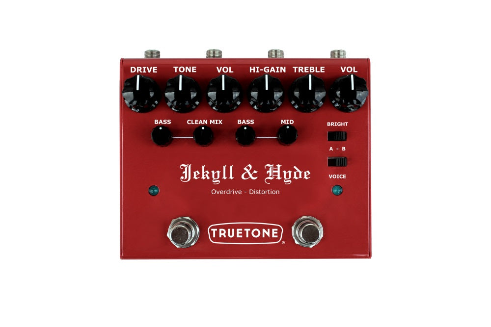 Truetone V3 Jekyll & Hyde pedal — angled side view
