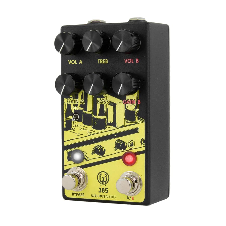 Walrus Audio 385 MKII overdrive pedal — control knobs detail