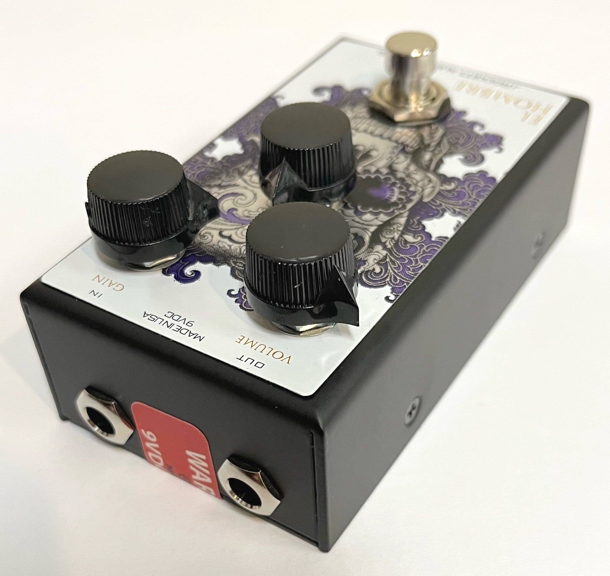 J. Rockett El Hombre overdrive pedal — rear and label detail