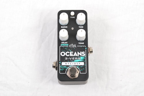 Electro-Harmonix Pico Oceans 3-Verb reverb pedal — angled view of controls