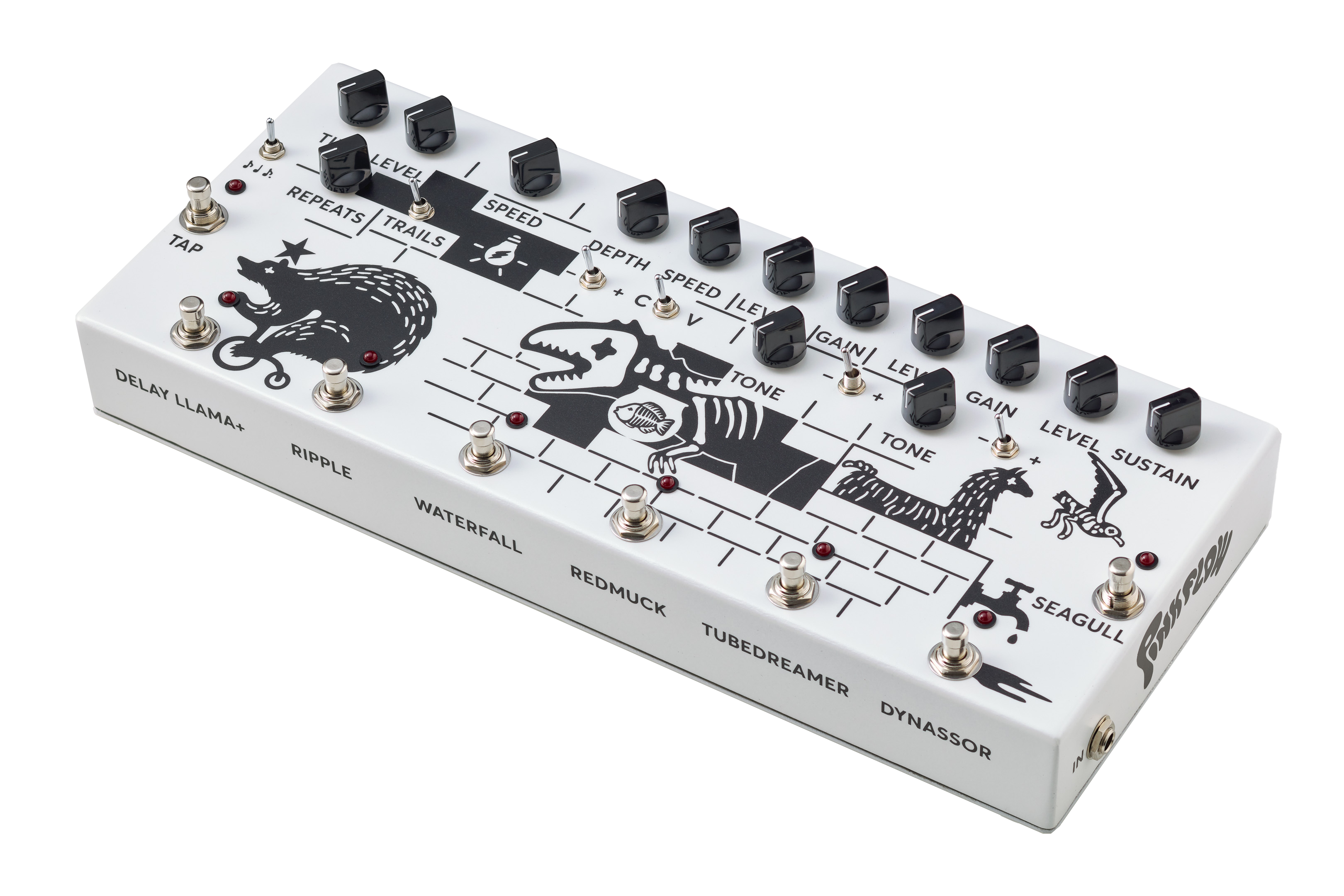 JAM Pedals Pink Flow multi-effects pedal — signal chain artwork