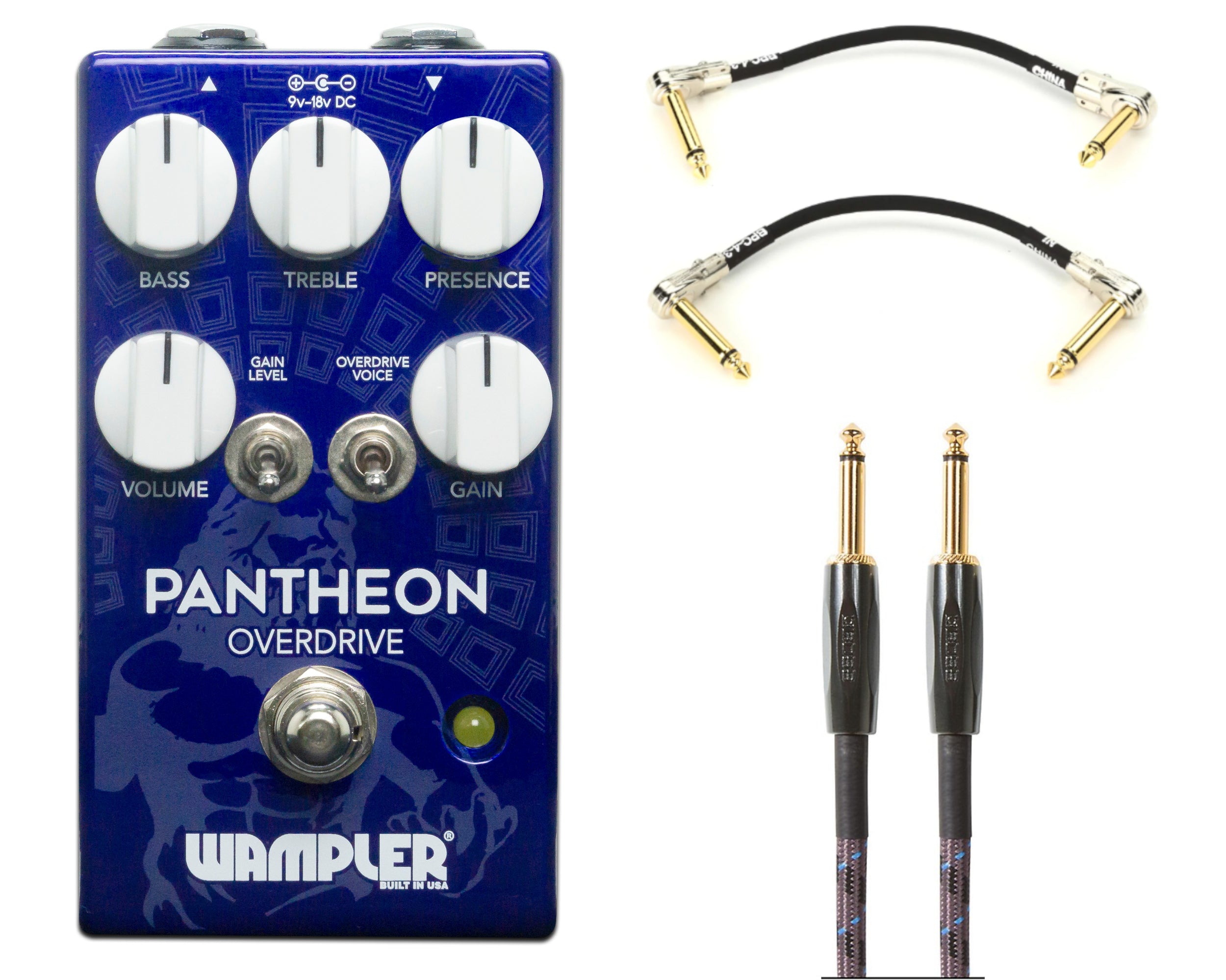 Wampler Pantheon overdrive pedal blue enclosure front view