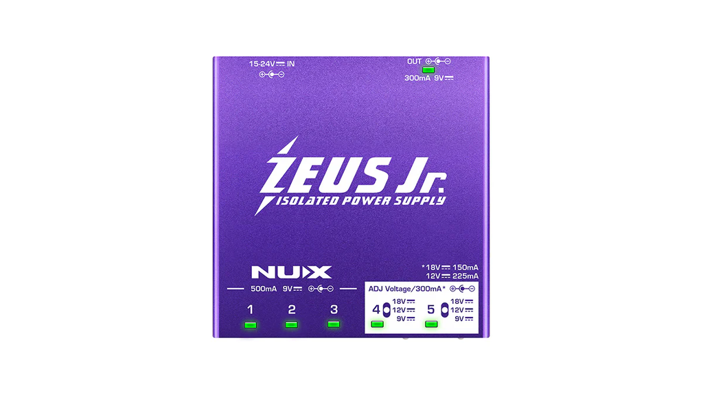 NUX Zeus Jr. power supply — six isolated DC output jacks