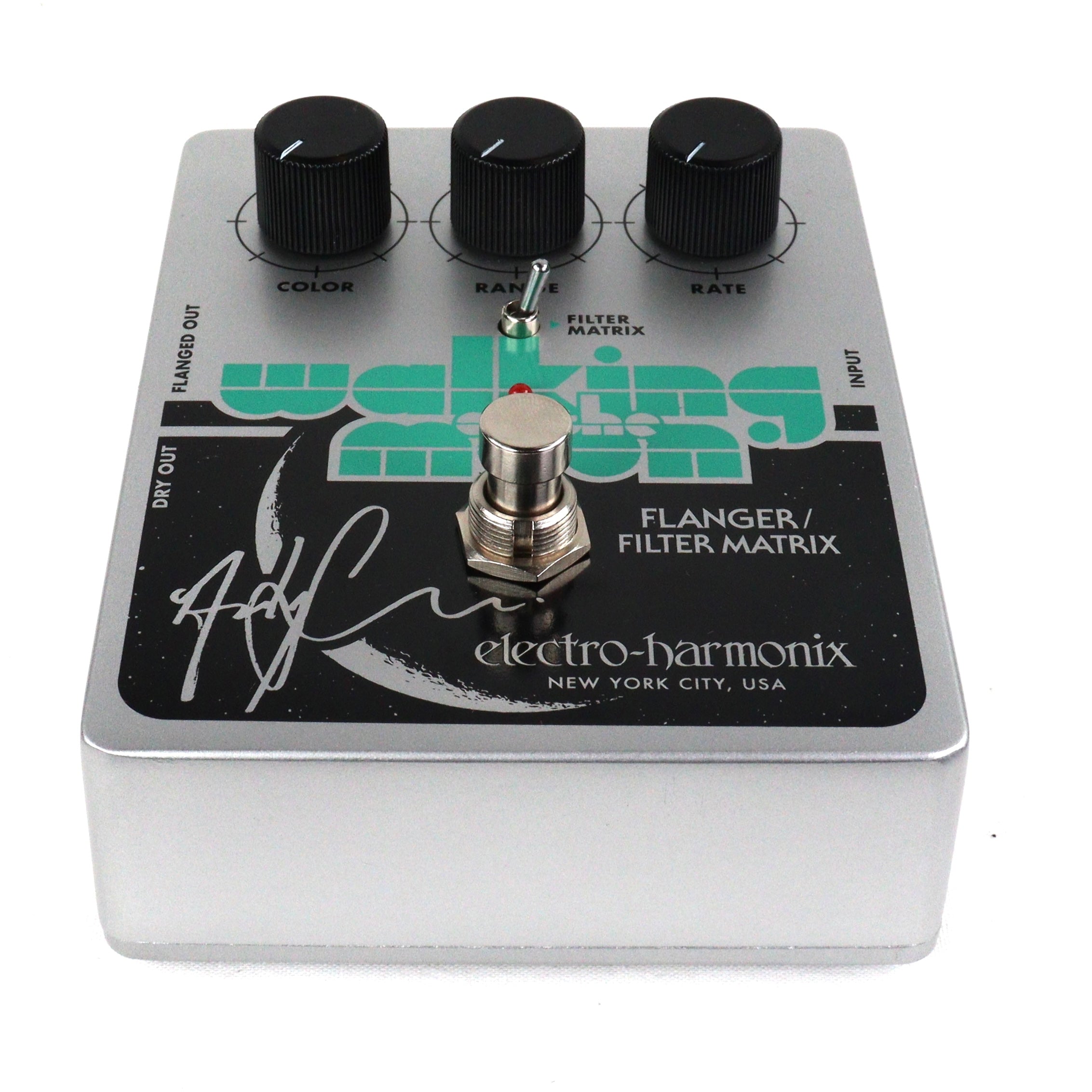 Electro-Harmonix Walking on the Moon flanger pedal — opposite side jacks