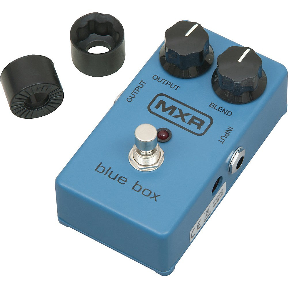 MXR M103 Blue Box octave fuzz — footswitch and LED detail