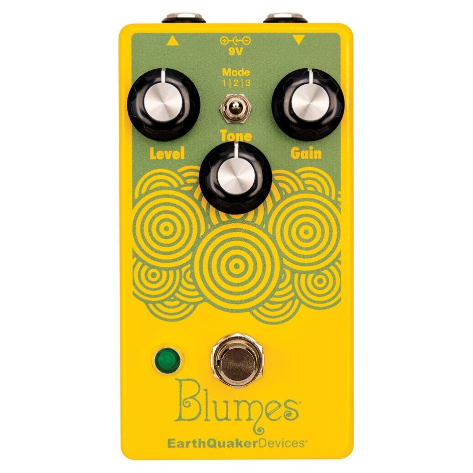 EarthQuaker Blumes bass overdrive pedal — control knobs
