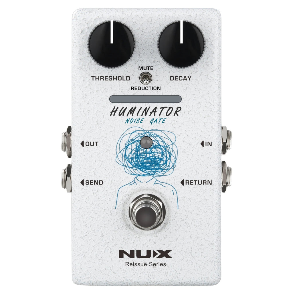 NUX NRN-1 Huminator noise gate guitar pedal — alternate angled view of white enclosure