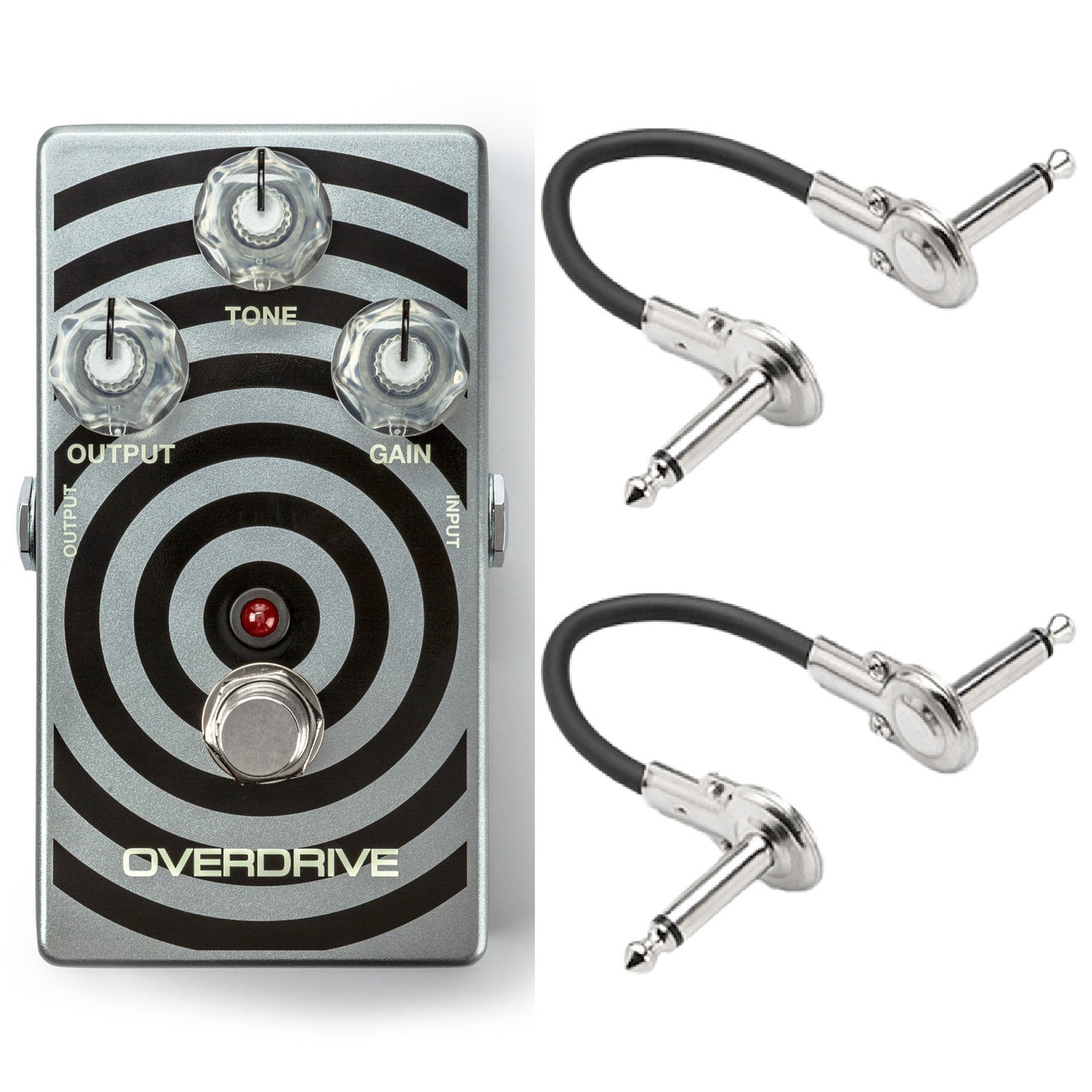 MXR WA44 Wylde Audio Overdrive pedal — top view of silver and black target chassis