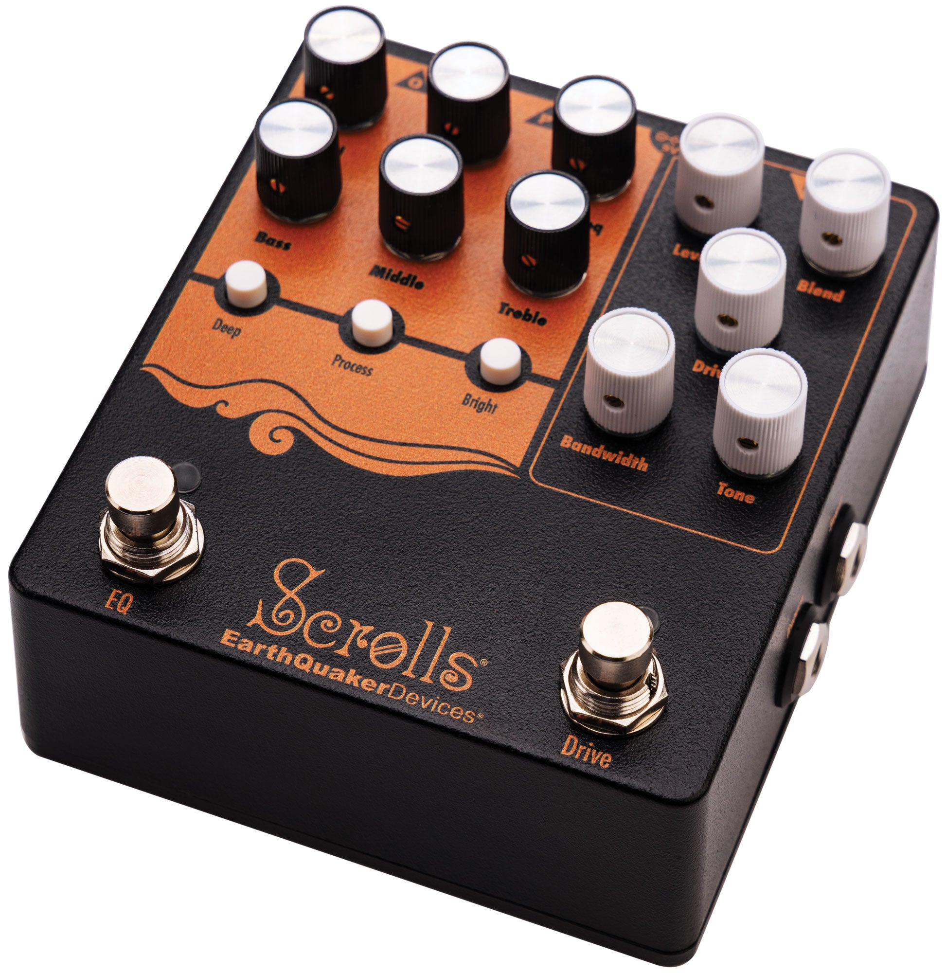EarthQuaker Devices Scrolls Bass Odyssey bass preamp pedal — side view