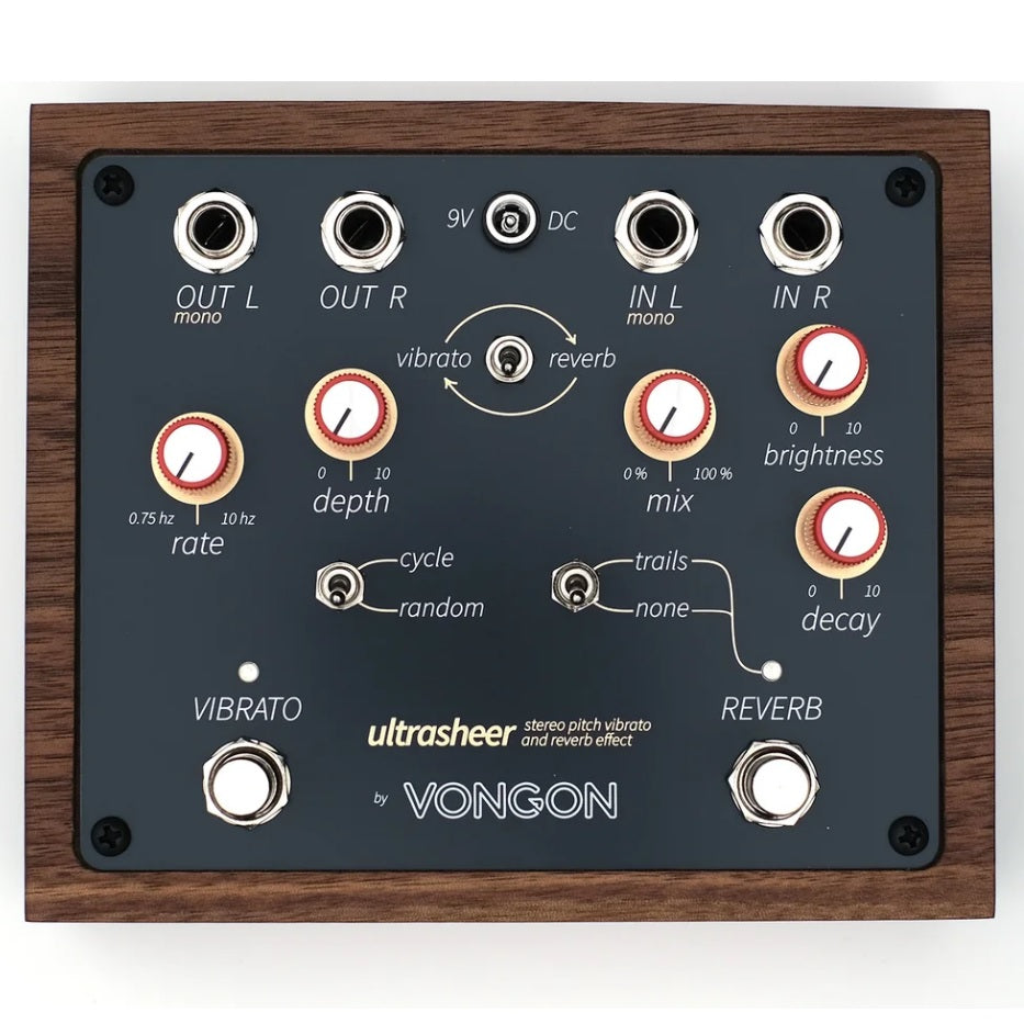 New Vongon Ultrasheer Stereo Pitch Vibrato & Reverb Guitar Effects Pedal