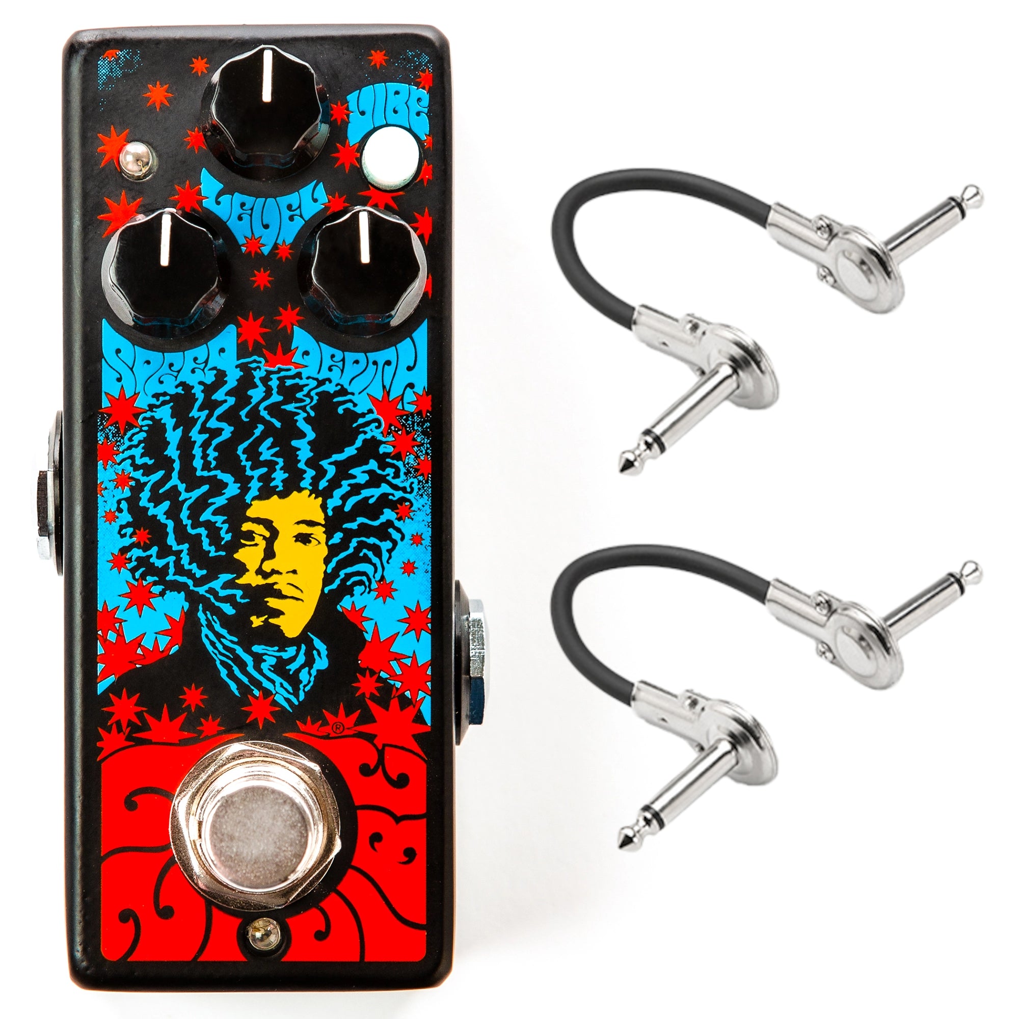 Dunlop Hendrix '68 Shrine Series Uni-Vibe pedal - Shrine poster art, with cables