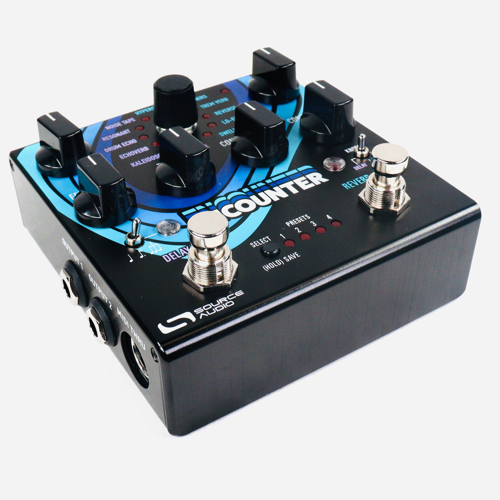 Source Audio Encounter delay reverb pedal — rear MIDI ports