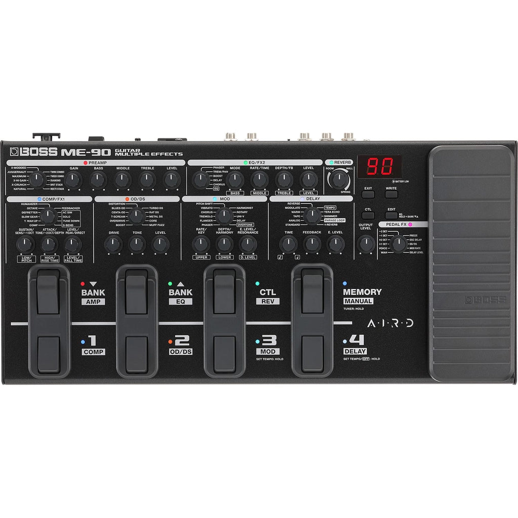 Boss ME-90 multi-effects pedal — rear panel input and output jacks